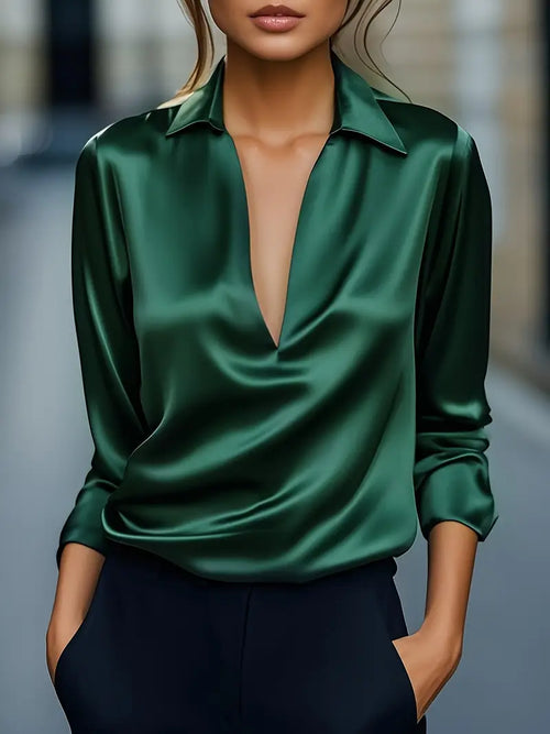 Adeline Satin Draped Collar Blouse