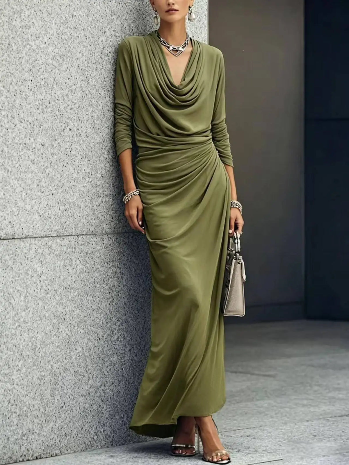Agnes Draped Cowl Maxi Dress