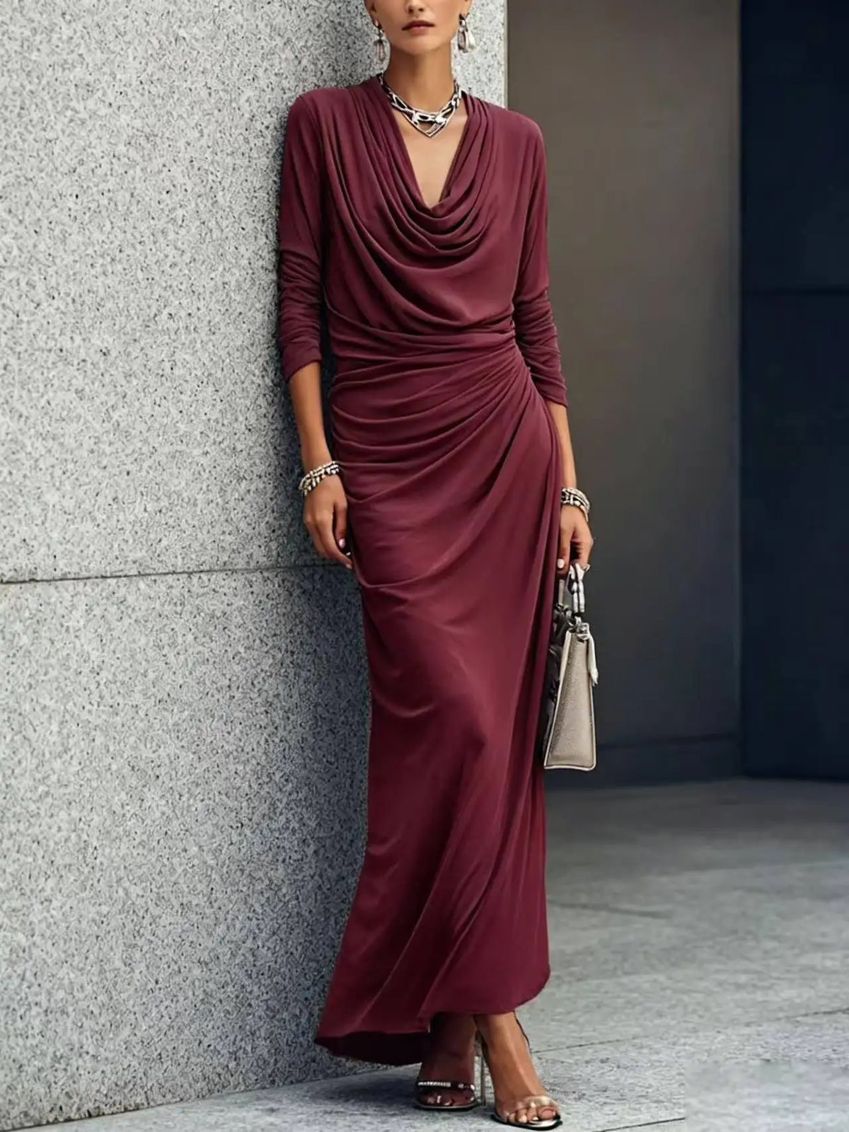 Agnes Draped Cowl Maxi Dress