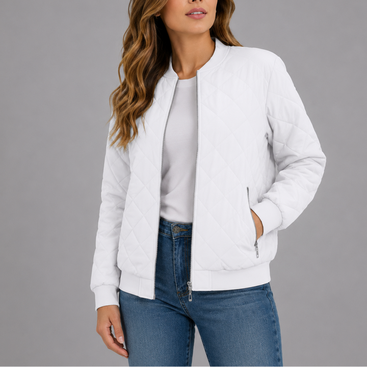 Giselle Quilted Bomber Collarless Jacket