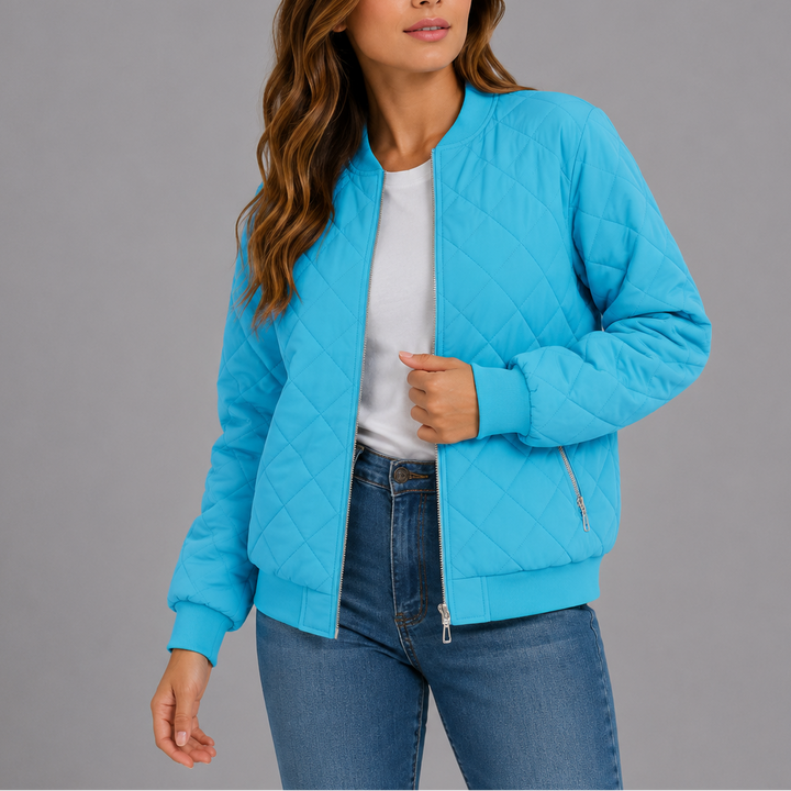 Giselle Quilted Bomber Collarless Jacket