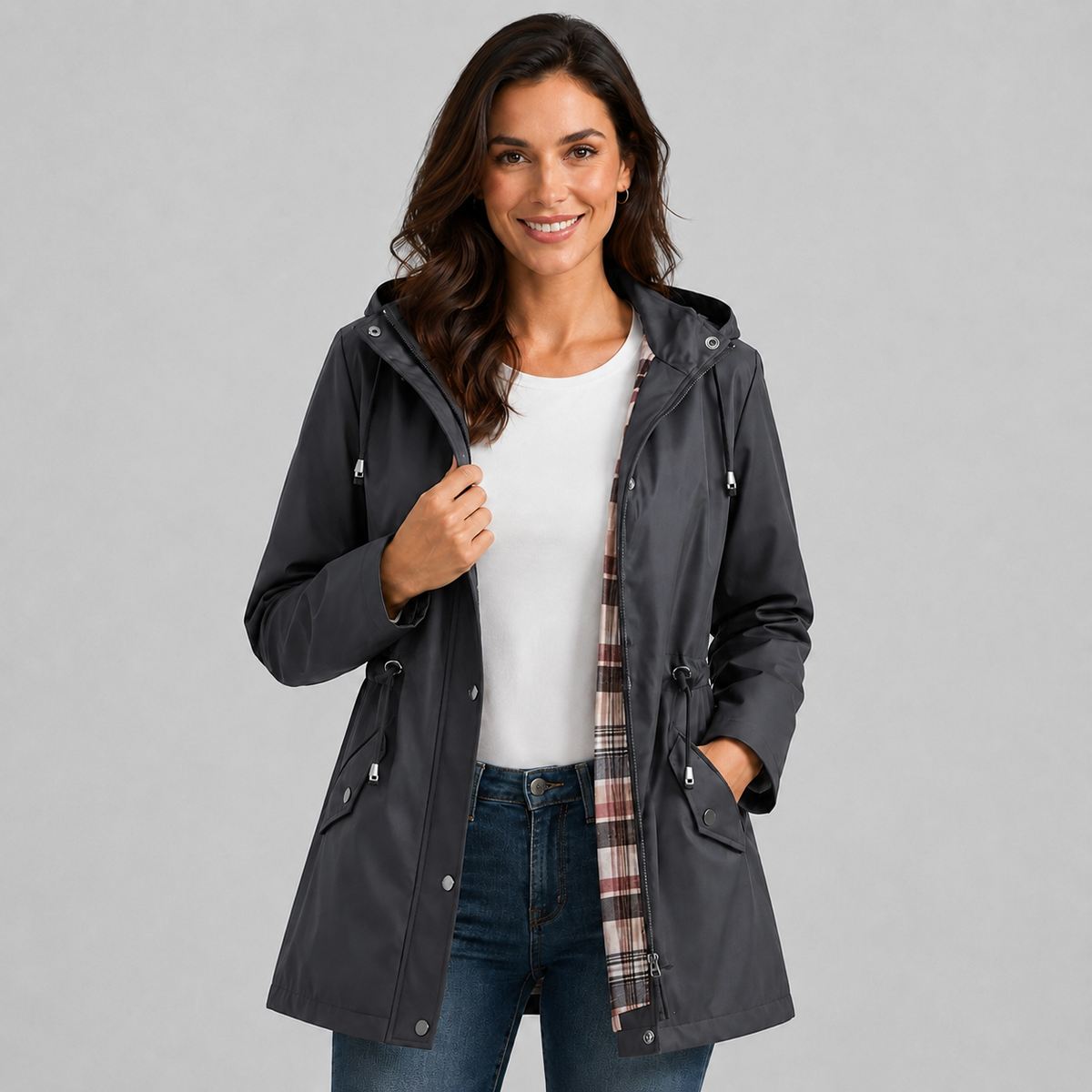 Cosima Drawstring Waist Raincoat