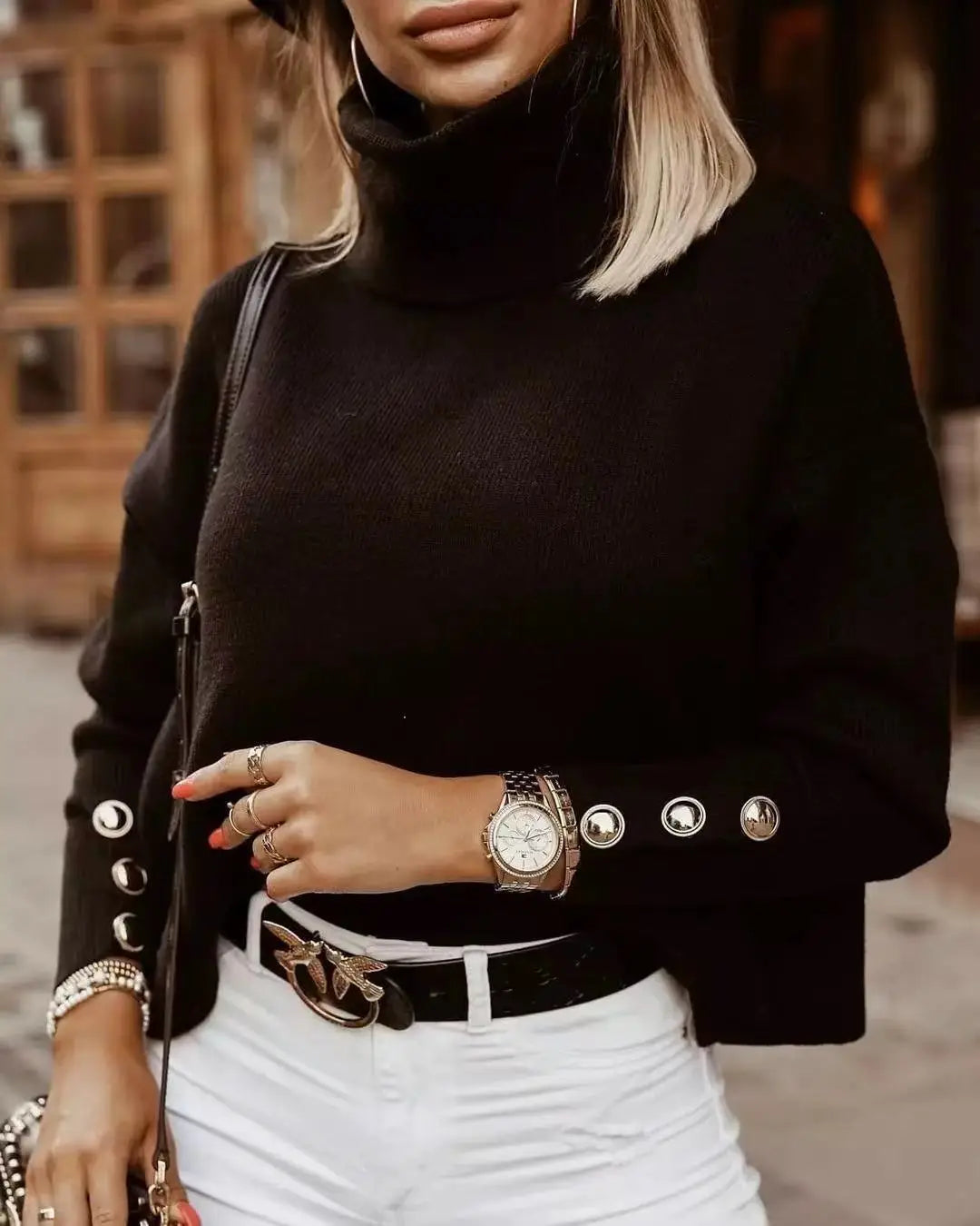 Darlene Turtleneck Knit Sweater