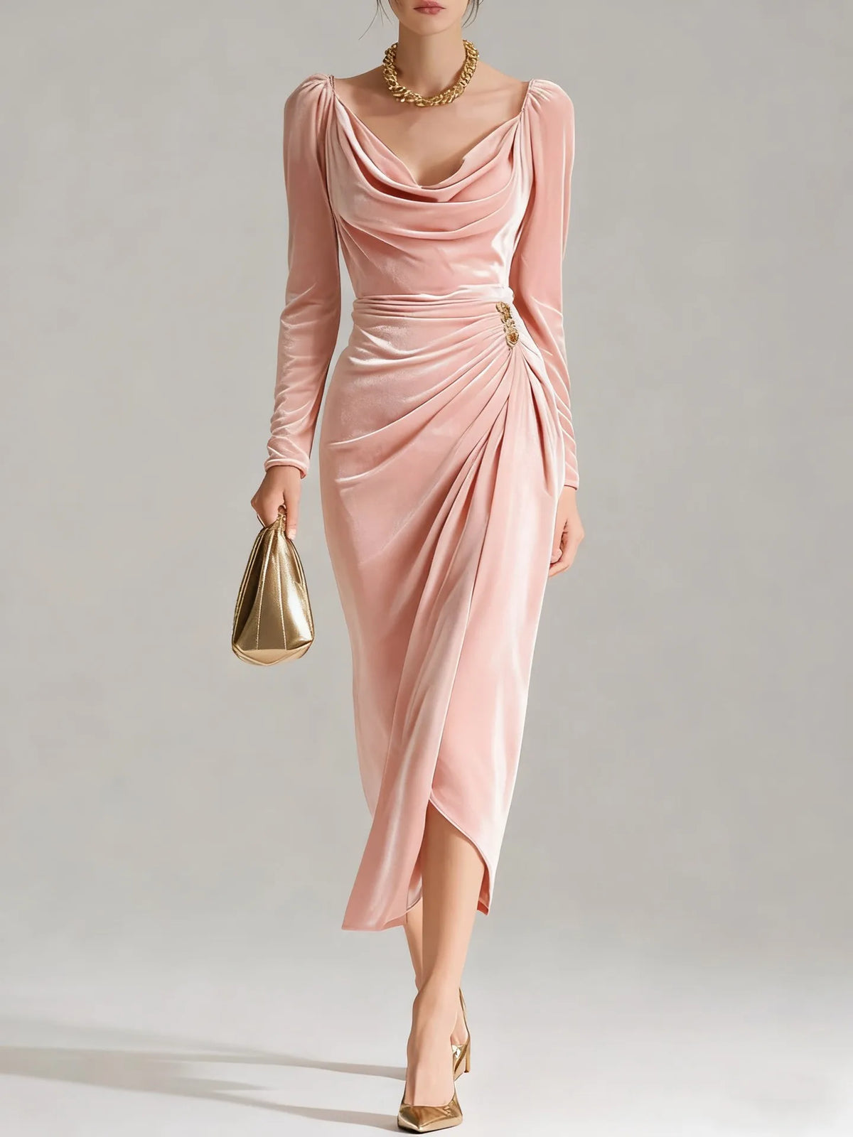 Veronica Velvet Ruched Midi Dress