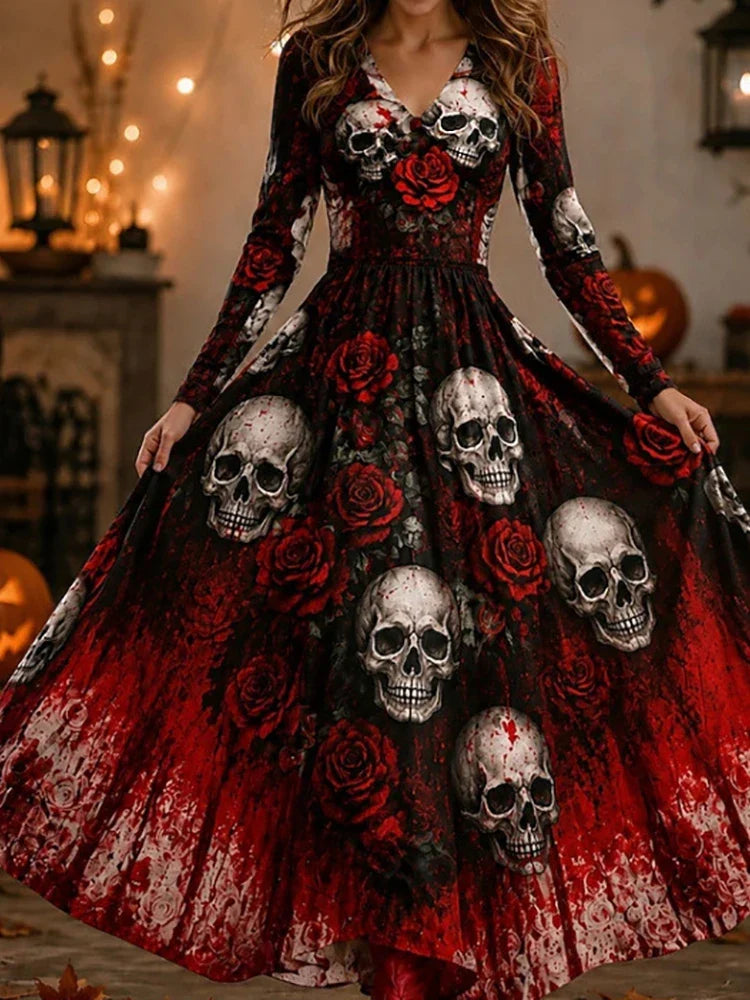 Mariana Skeleton Print Maxi Dress