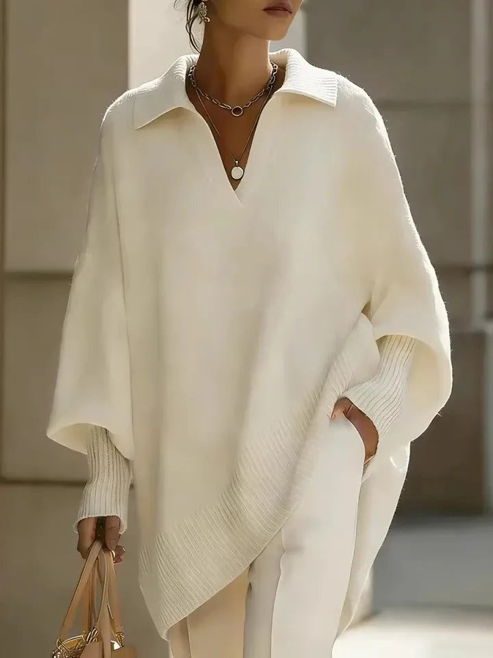 Sable Oversized V Neck Knit Sweater