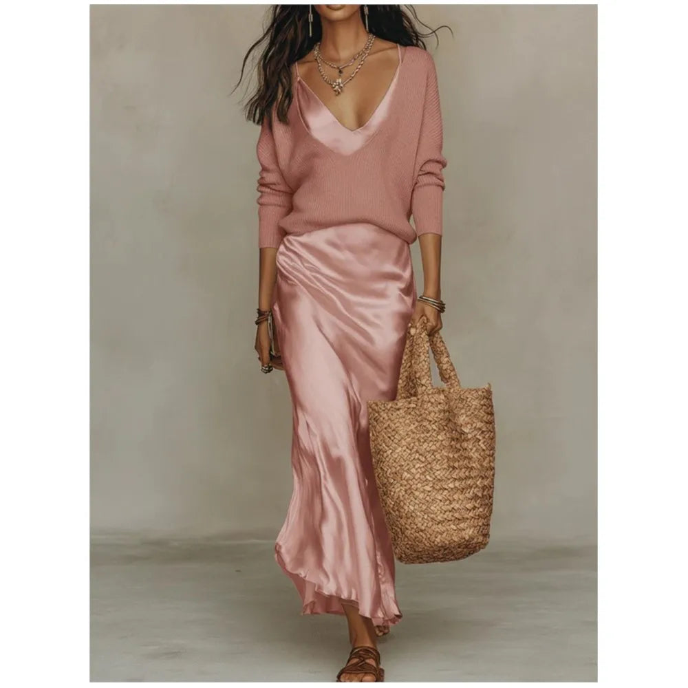 Beyonce Silk Skirt Set