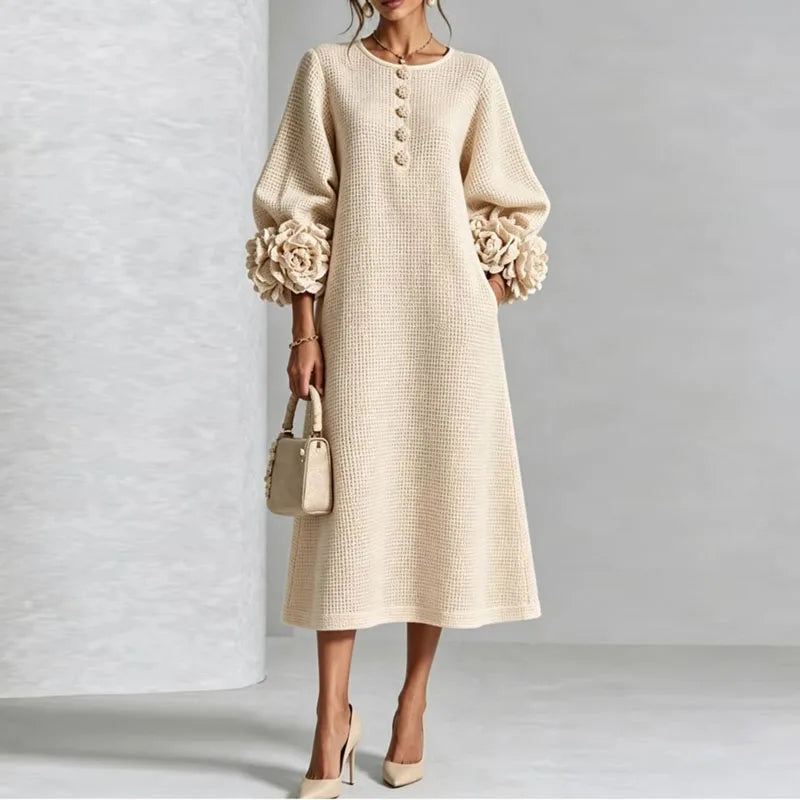 Thalia Button Front Knit Midi Dress