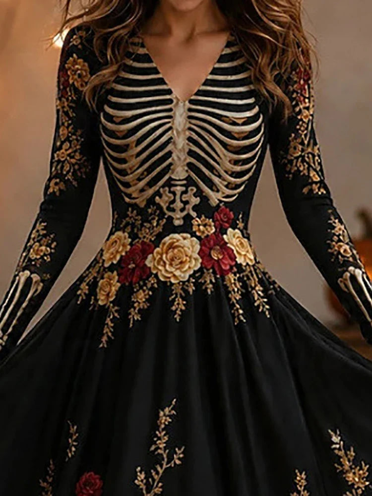 Mariana Skeleton Print Maxi Dress