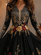 Mariana Skeleton Print Maxi Dress