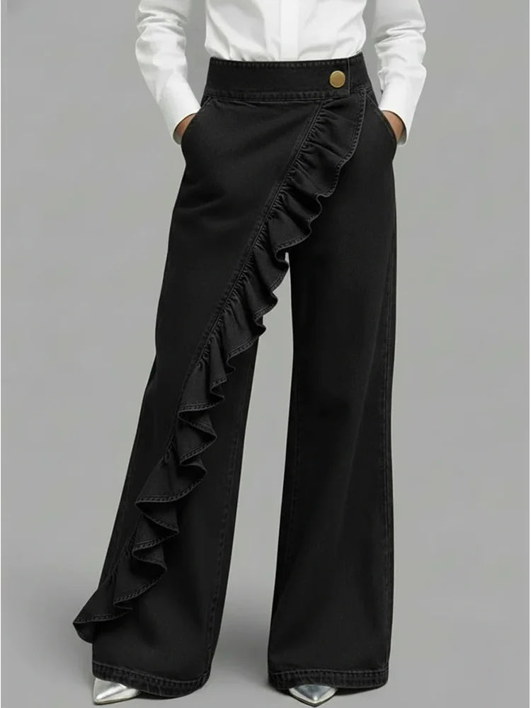 Veronica Ruffle Wide Leg Jeans