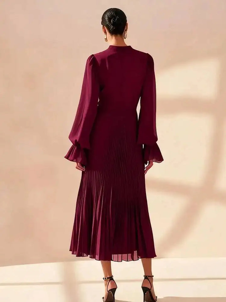 Lucille Pleated Ruffle Midi Dress