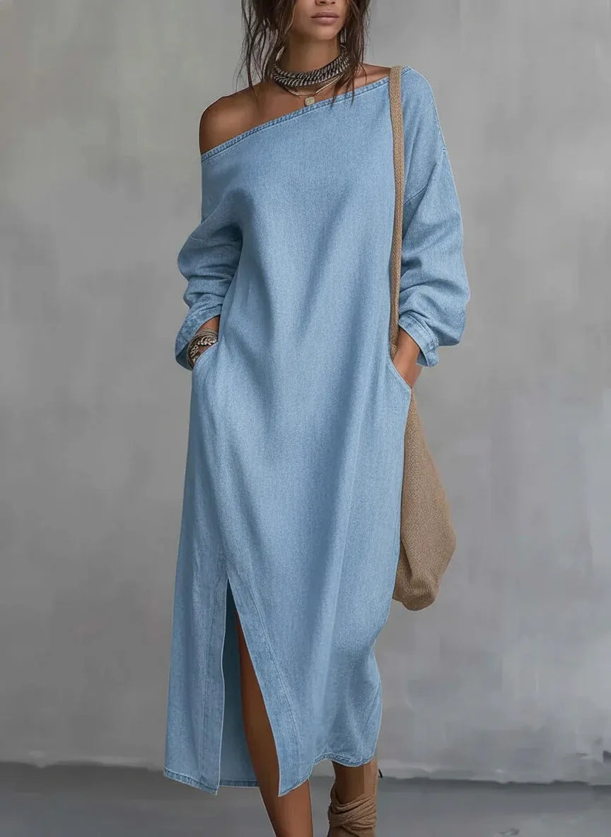 Valencia One Shoulder Linen Maxi Dress