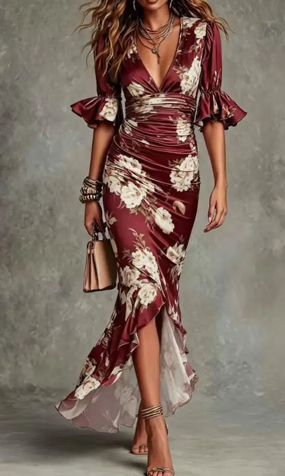 Simone V-Neck Maxi Wedding Guest Dress