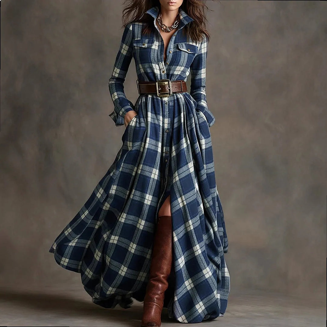 Rosalie Plaid Button Maxi Dress