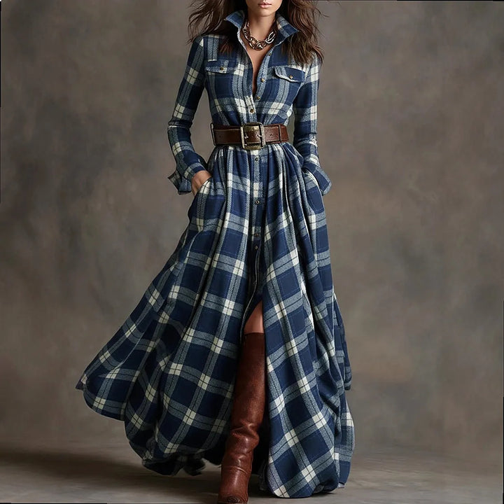 Rosalie Plaid Button Maxi Dress