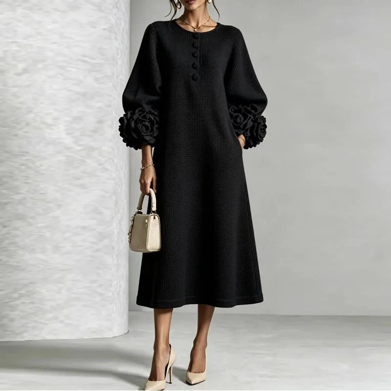Thalia Button Front Knit Midi Dress