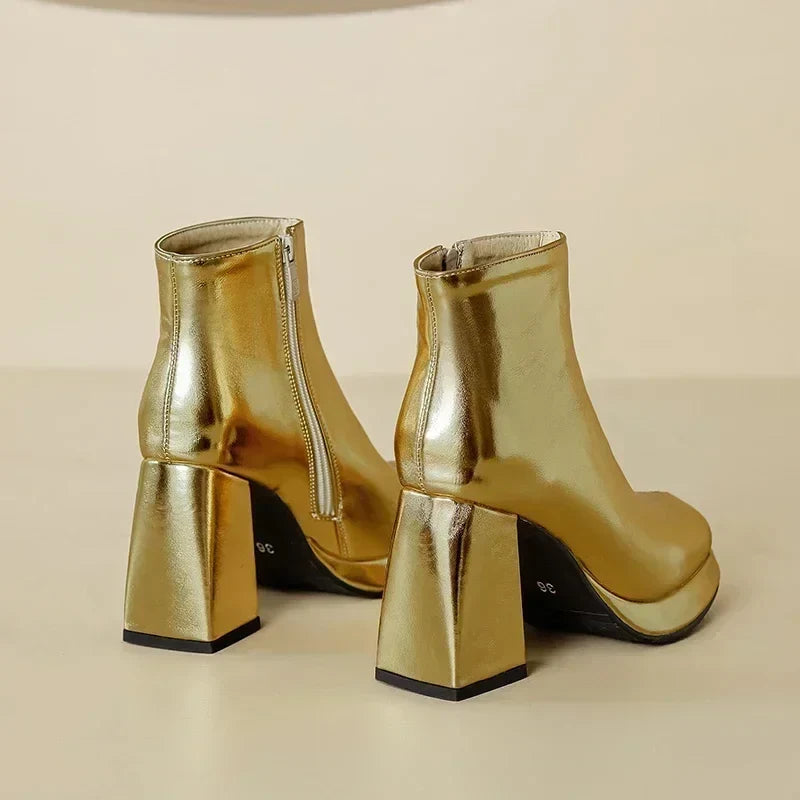 Paloma Metallic Platform Ankle Boots