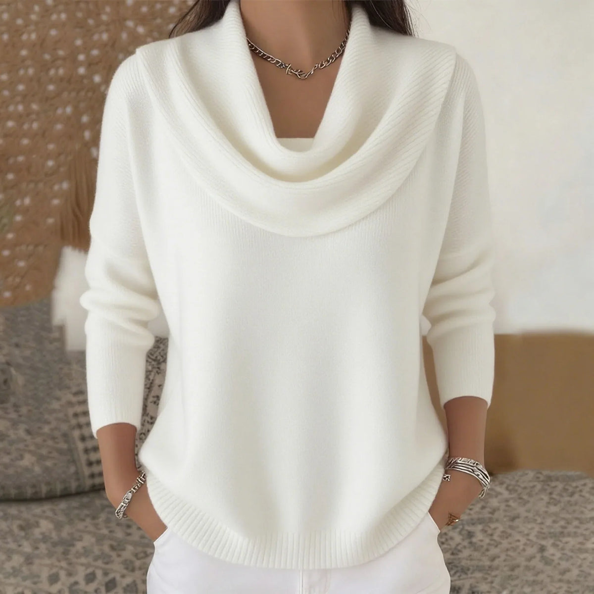 Sorena Cowl Neck Knit Sweater