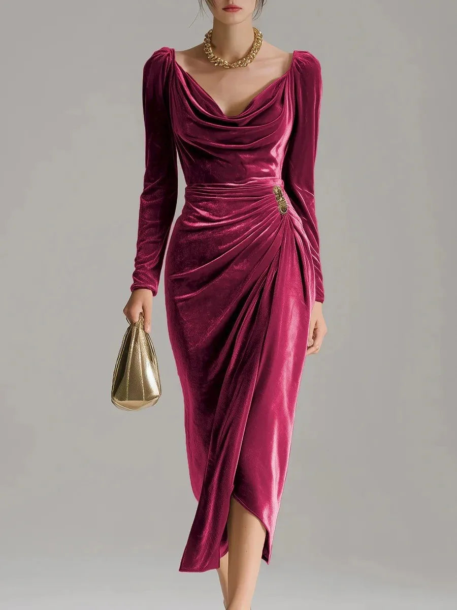 Veronica Velvet Ruched Midi Dress