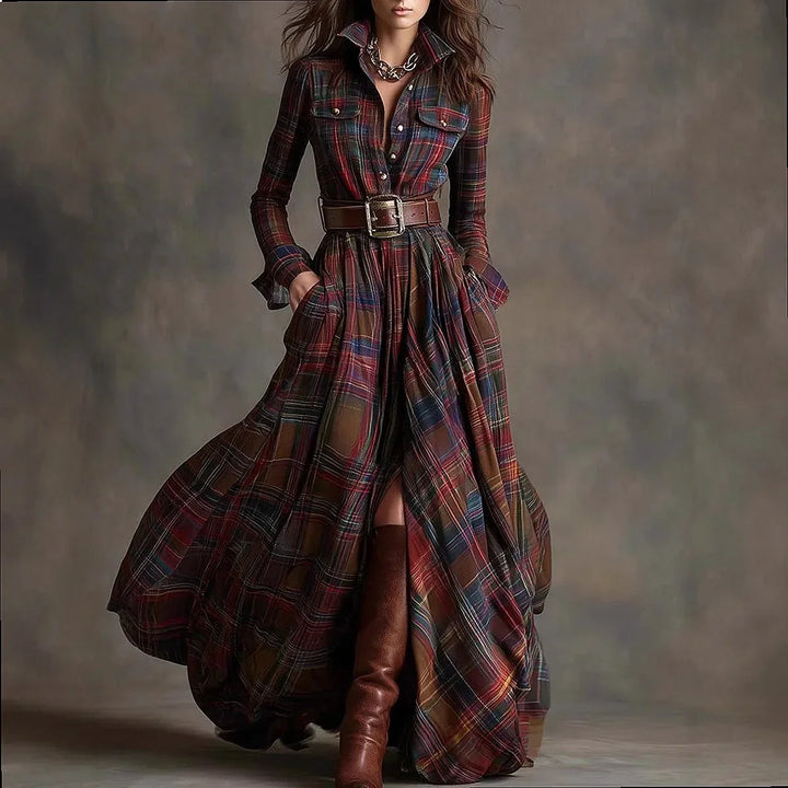Rosalie Plaid Button Maxi Dress