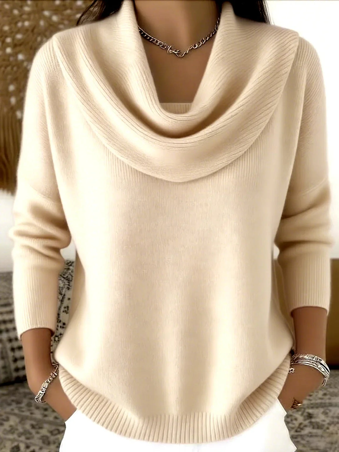 Sorena Cowl Neck Knit Sweater