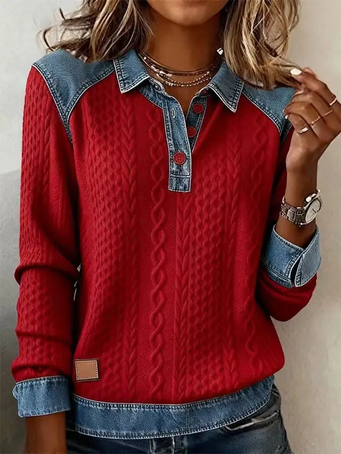 Elowen Denim Trim Blouse