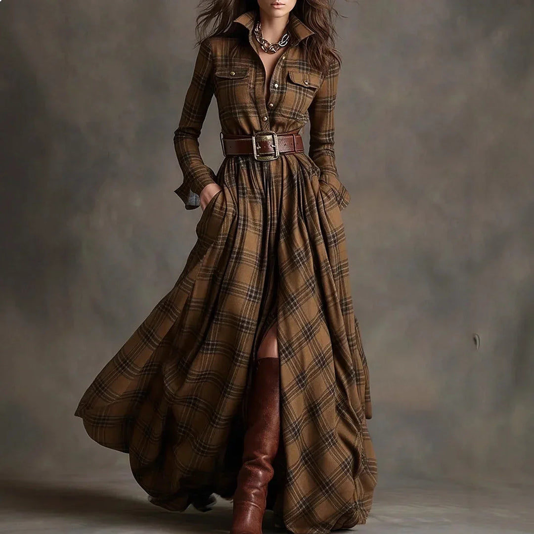 Rosalie Plaid Button Maxi Dress