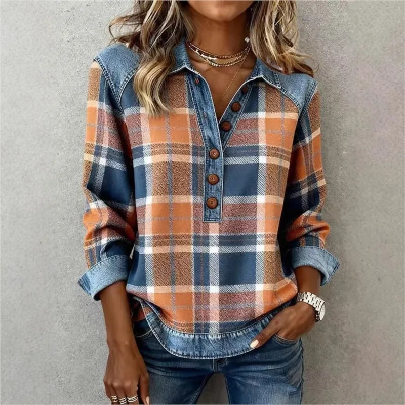 Elowen Denim Trim Blouse