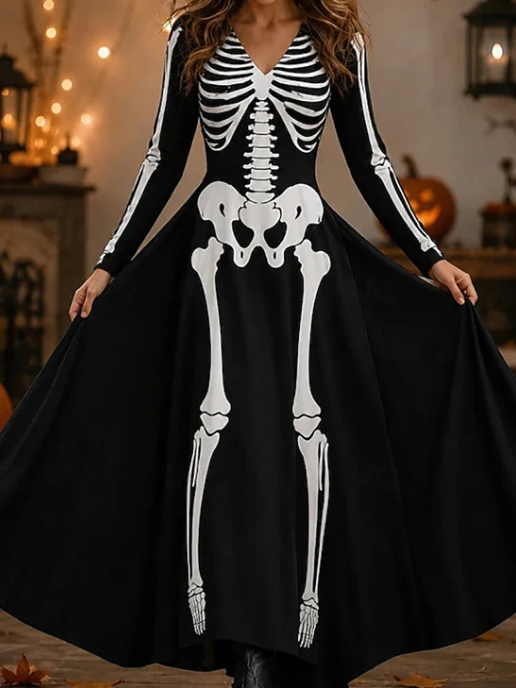 Mariana Skeleton Print Maxi Dress