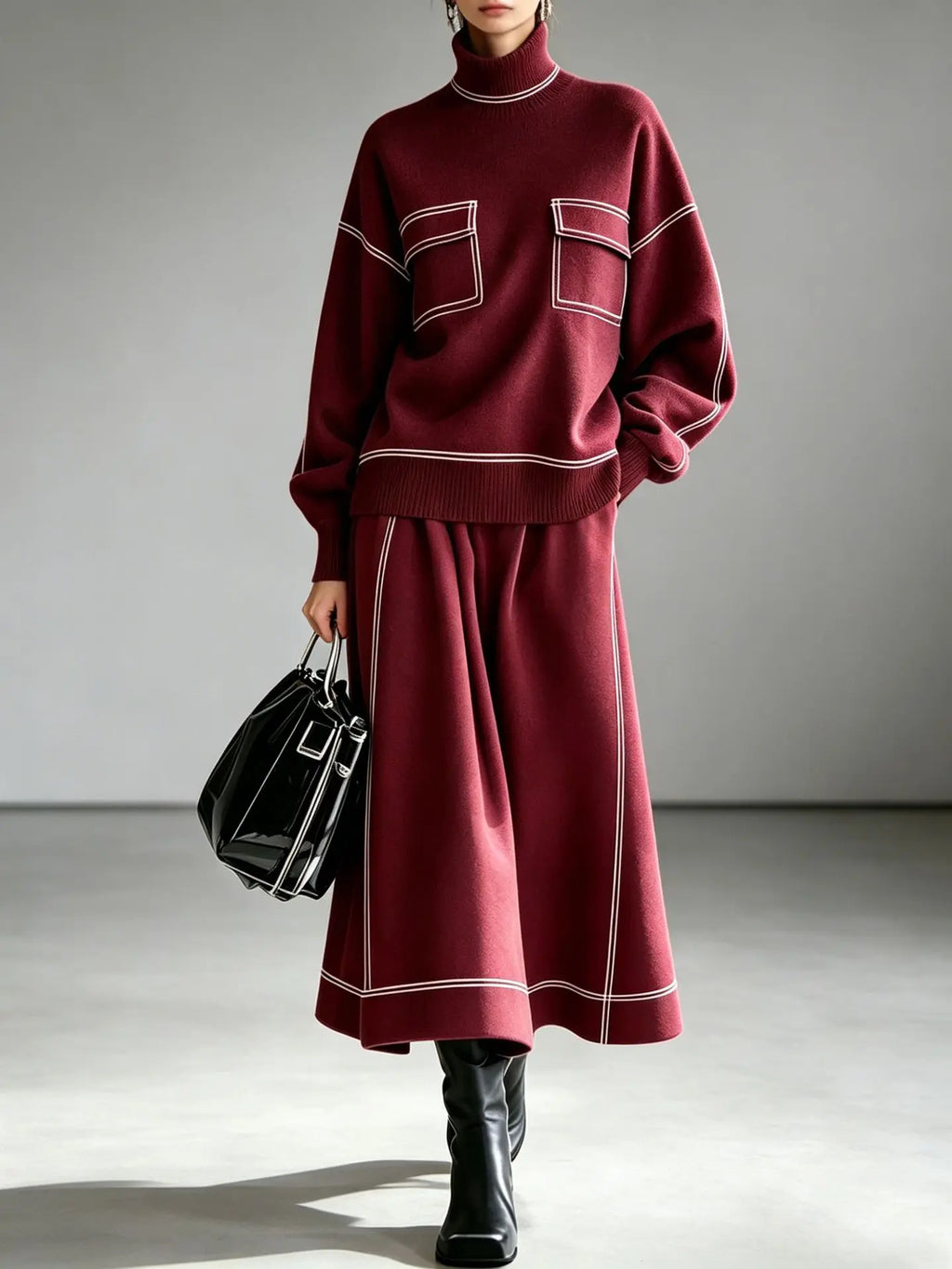 Madona Turtleneck Skirt Set