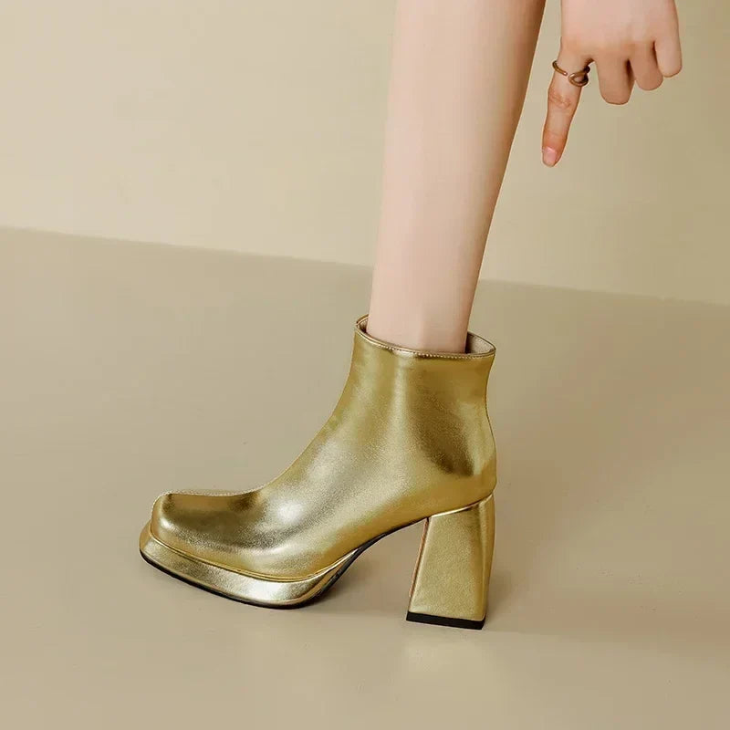 Paloma Metallic Platform Ankle Boots