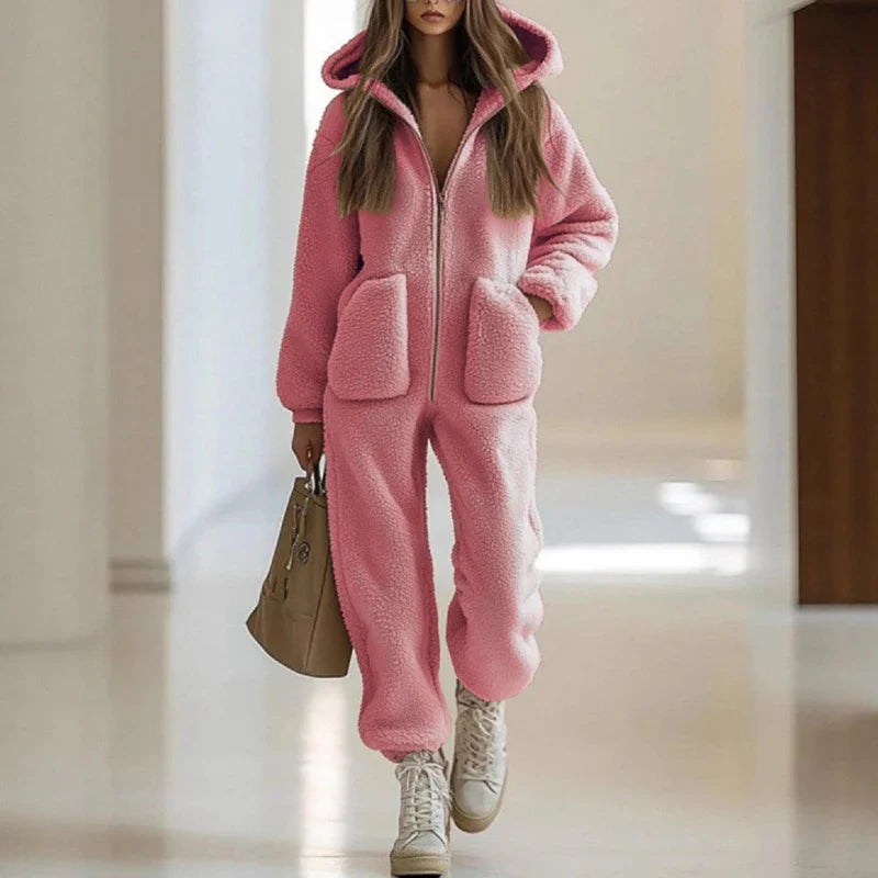 Marisela Zip Front Sherpa Jumpsuit