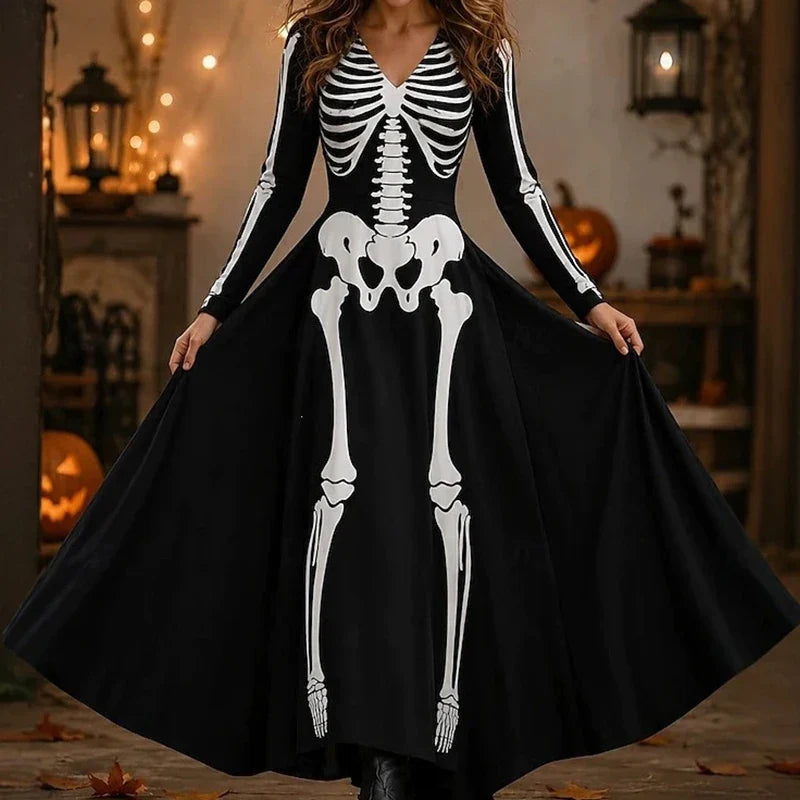 Mariana Skeleton Print Maxi Dress
