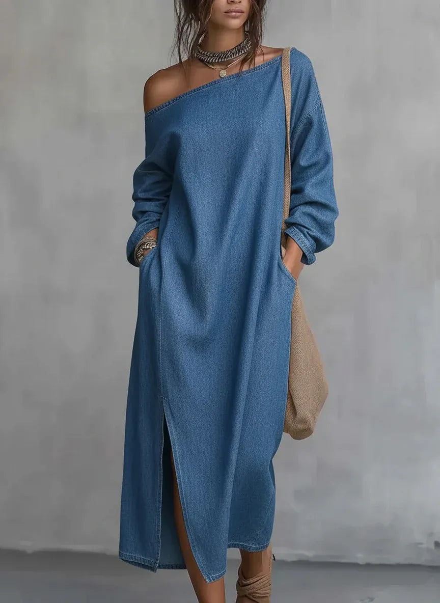 Valencia One Shoulder Linen Maxi Dress