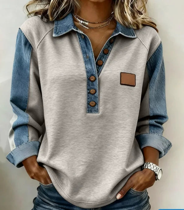 Roxane Denim Trim Blouse