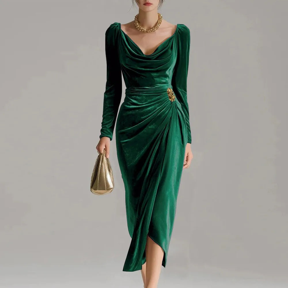 Veronica Velvet Ruched Midi Dress