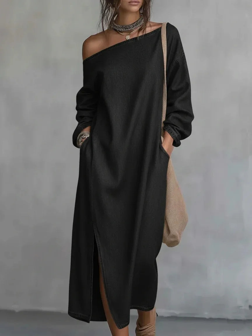 Valencia One Shoulder Linen Maxi Dress