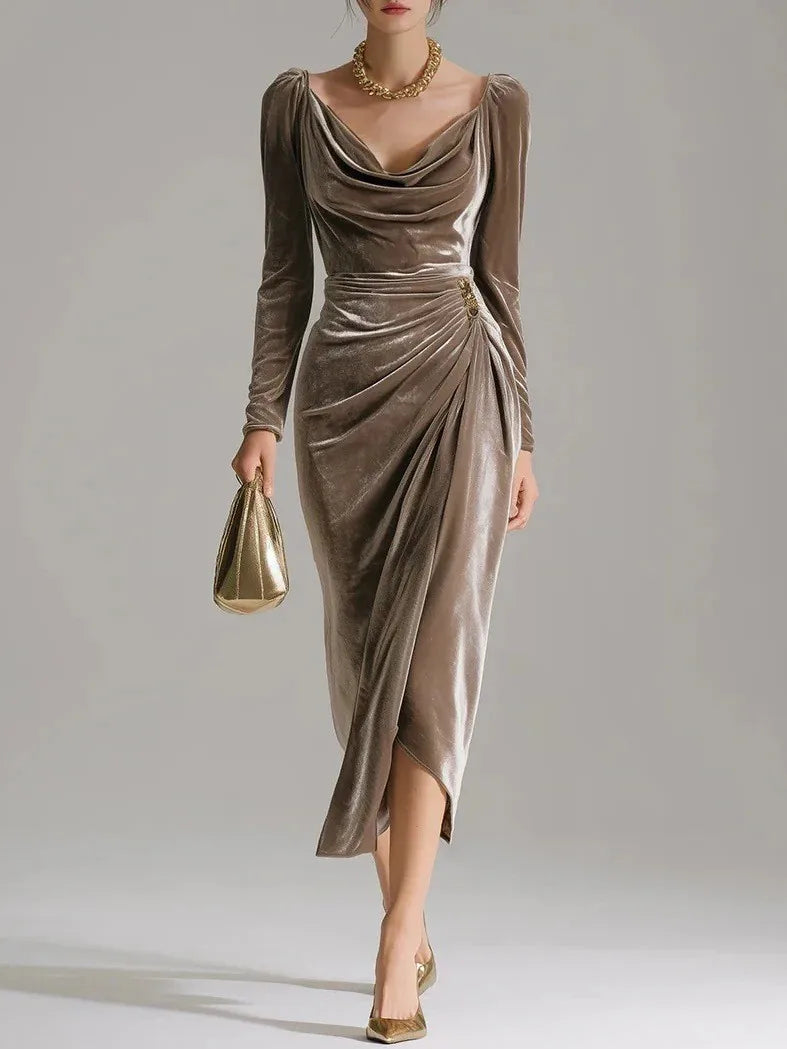 Veronica Velvet Ruched Midi Dress