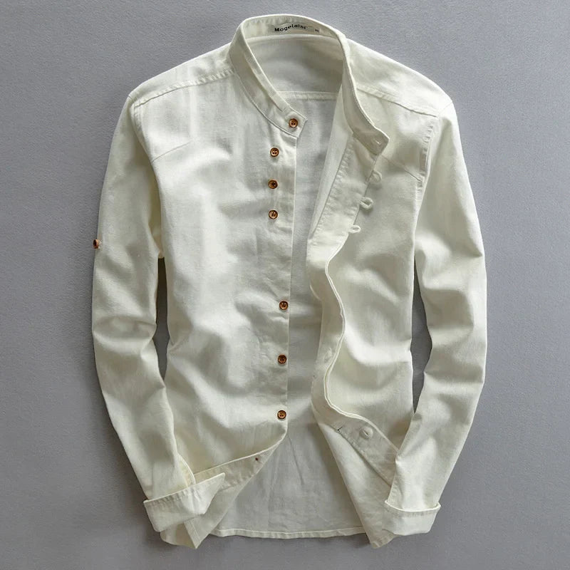 Velmont Slim Fit Linen Henley Shirt