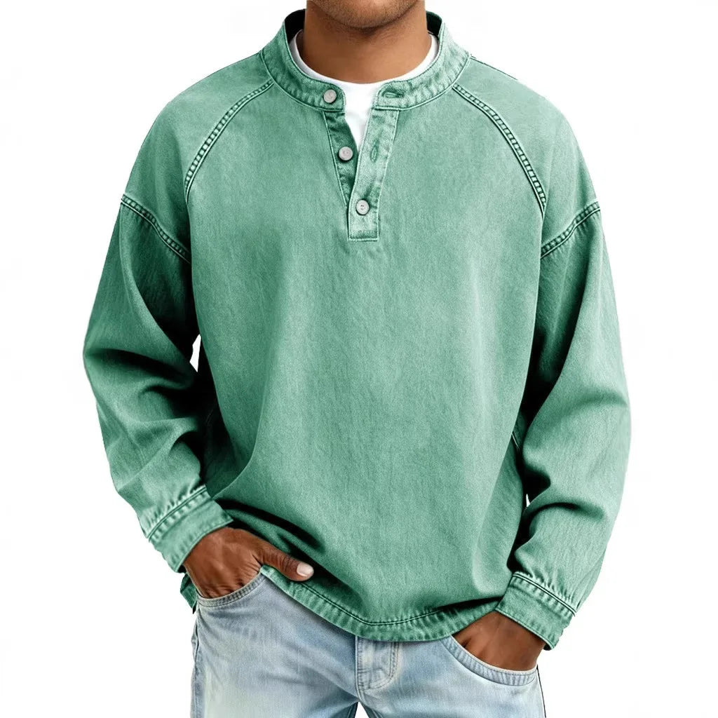 Jacob Vintage Denim Henley Pullover