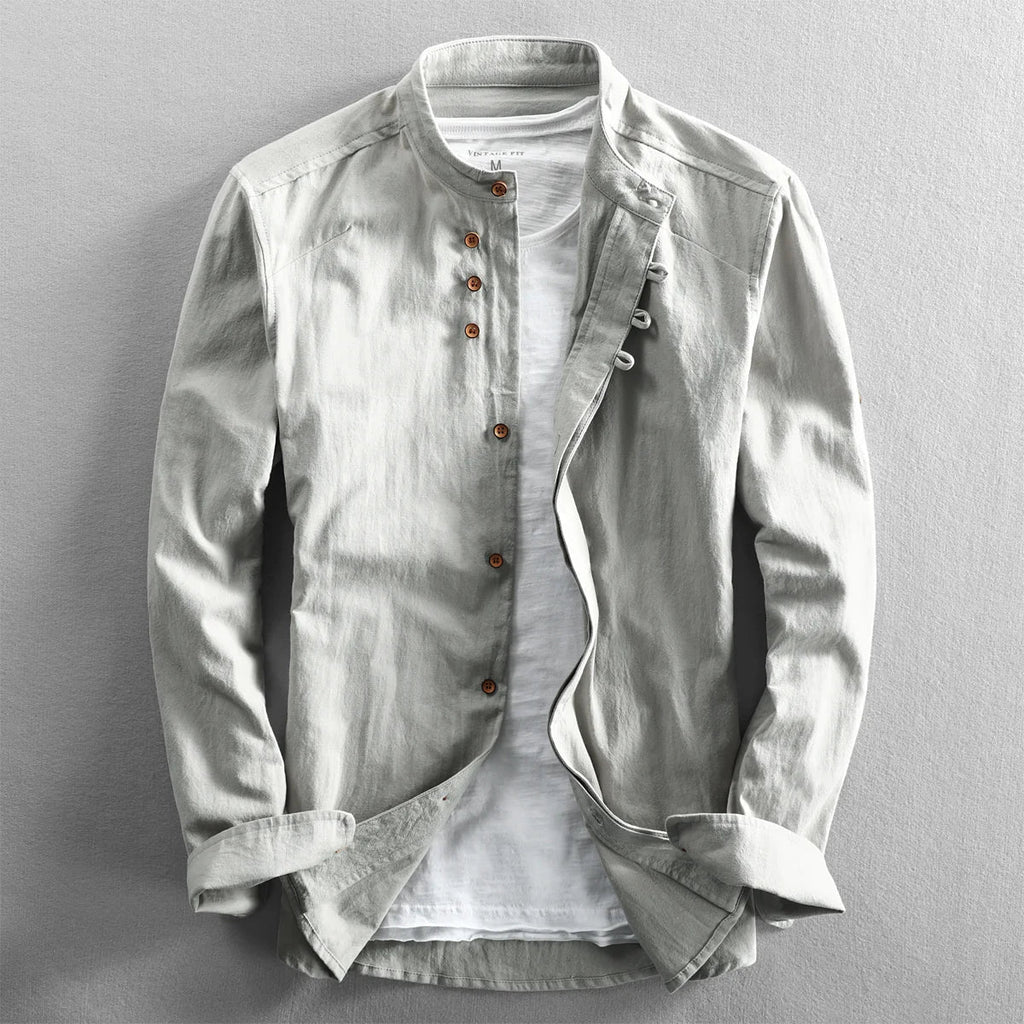 Velmont Slim Fit Linen Henley Shirt