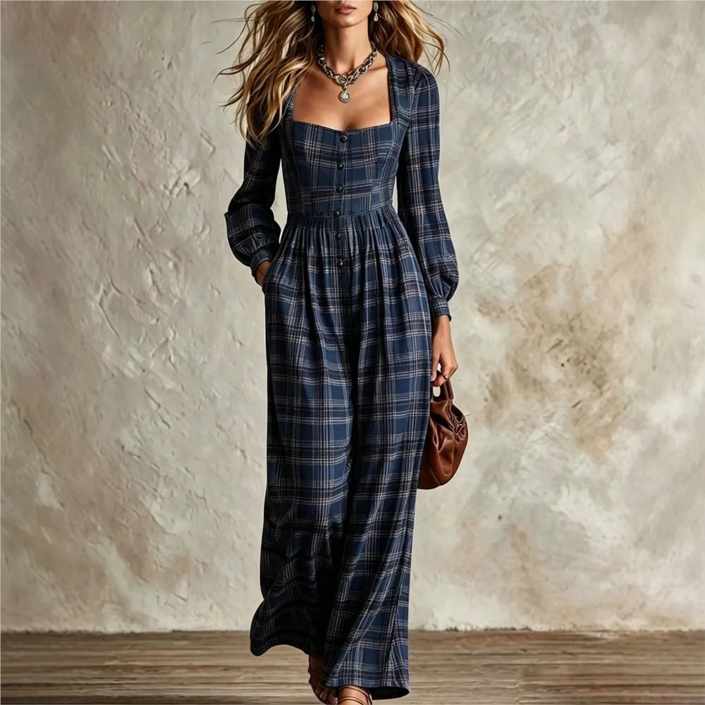 Margot Plaid Wide Leg Jumpsuit