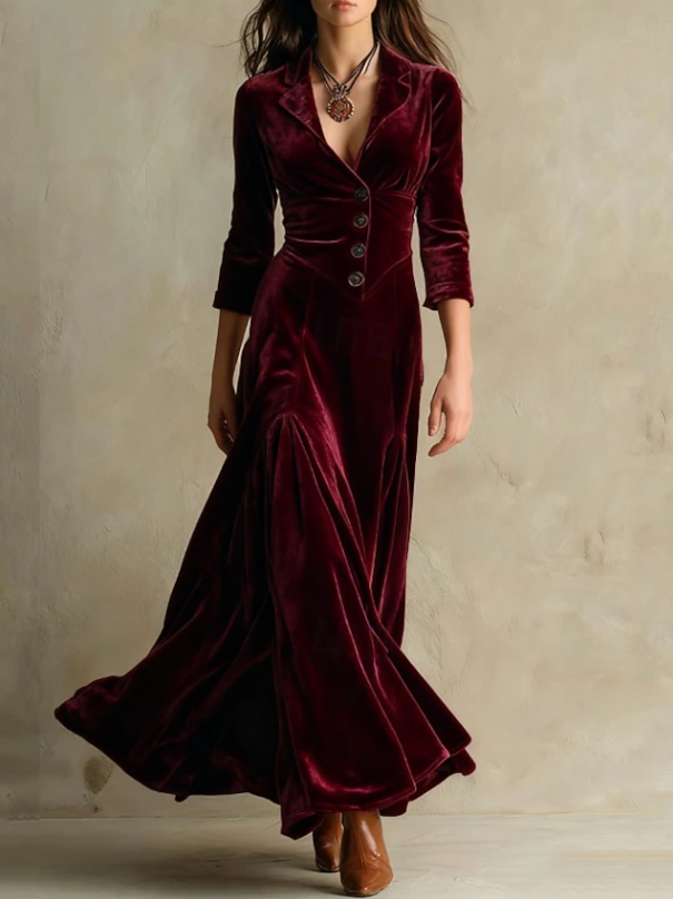 Lorena Elegant V-Neck Maxi Dress
