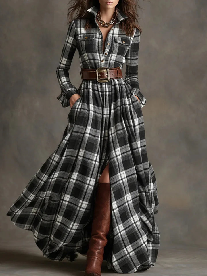 Rosalie Plaid Button Maxi Dress