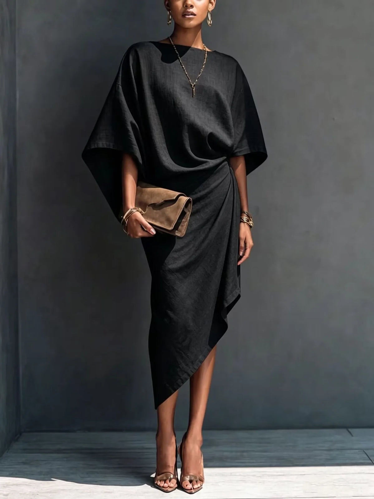 Isolde Batwing Sleeve Midi Dress