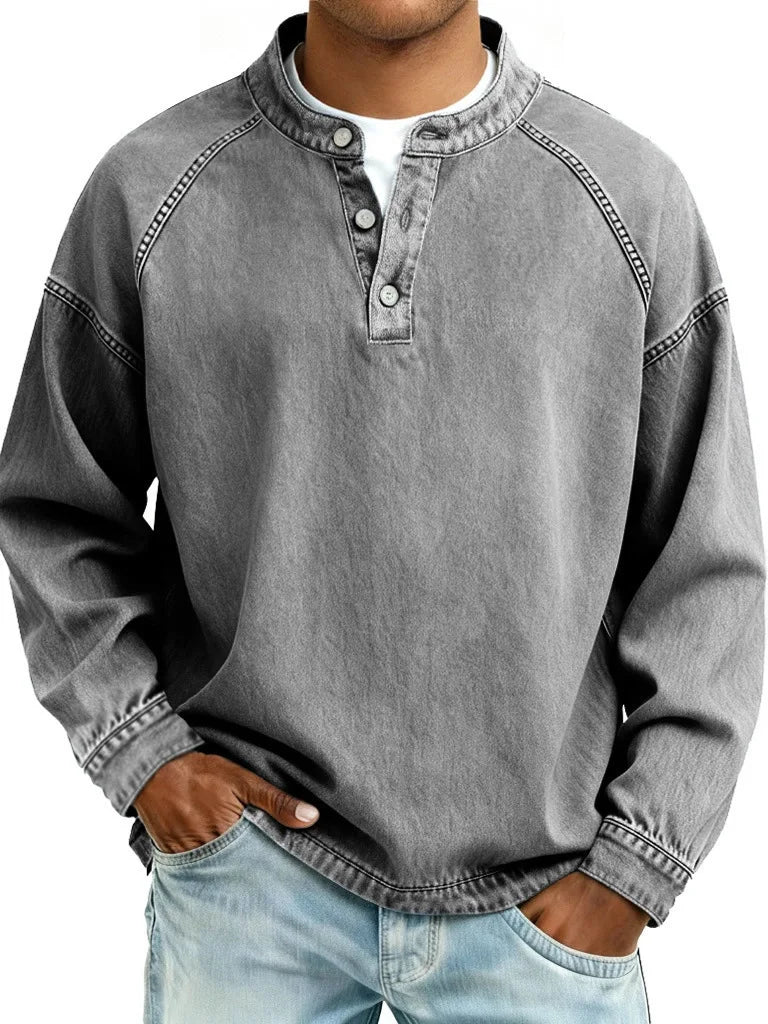 Jacob Vintage Denim Henley Pullover