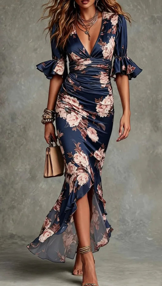 Simone V-Neck Maxi Wedding Guest Dress