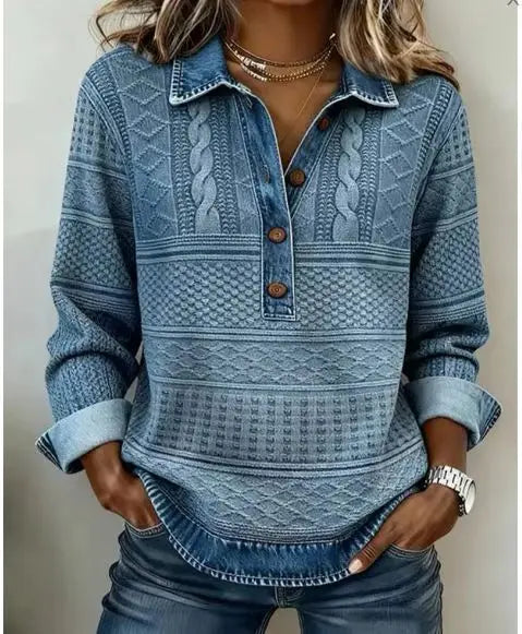 Elowen Denim Trim Blouse