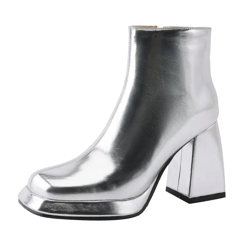 Paloma Metallic Platform Ankle Boots